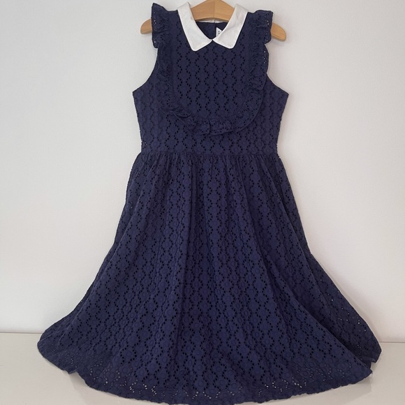 Janie and Jack Other - Janie & Jack Navy Eyelet Tea Length Dress Size 8